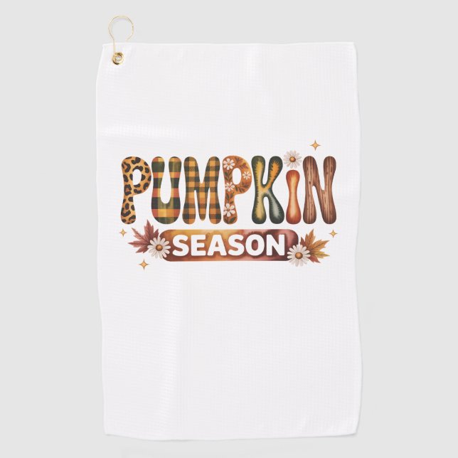 Pumpkin Season Fall Boho Golf Towel (Front)