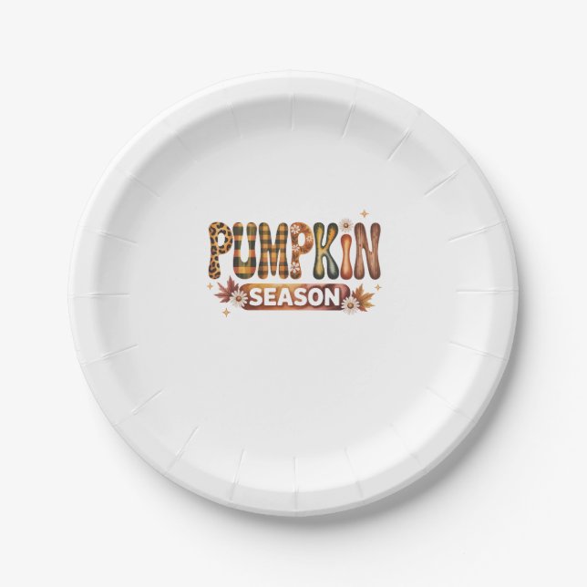 Pumpkin Season Fall Boho Paper Plate (Front)