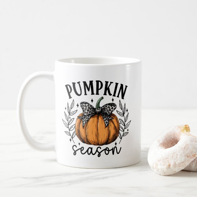 Pumpkin Season Fall  Coffee Mug (With Donut)