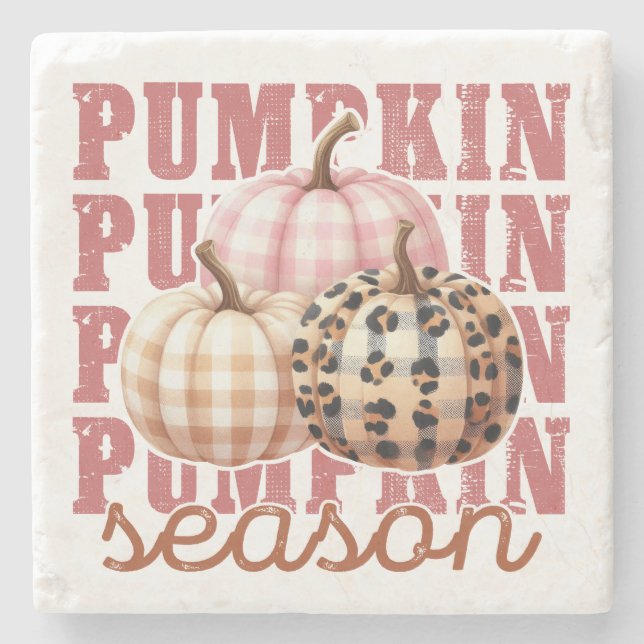 Pumpkin Season Fall-Themed Stone Coaster (Front)