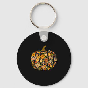 Pumpkin Season Floral Thanksgiving Autumn Fall Y'a Key Ring