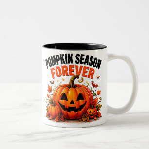 Pumpkin Season Forever Happy Fall Halloween Two-Tone Coffee Mug