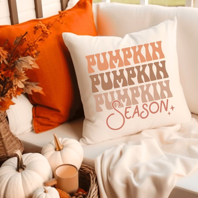 Pumpkin Season Groovy Retro Cushion (Creator Uploaded)