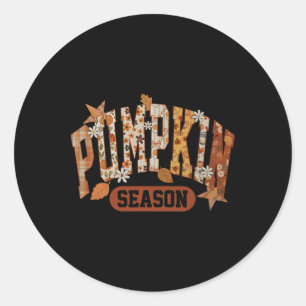 Pumpkin Season Halloween Thanksgiving Men Women Ki Classic Round Sticker