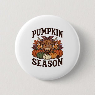 Pumpkin Season Highland Cow Vintage Fall Shirt_1 6 Cm Round Badge