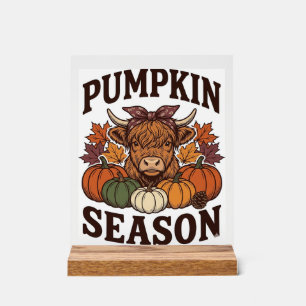 Pumpkin Season Highland Cow Vintage Fall Shirt_1 Acrylic Sign