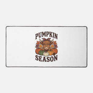 Pumpkin Season Highland Cow Vintage Fall Shirt_1 Desk Mat
