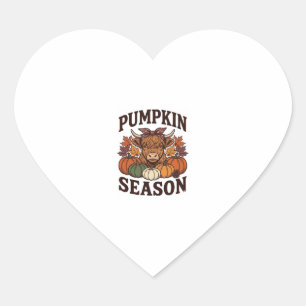 Pumpkin Season Highland Cow Vintage Fall Shirt_1 Heart Sticker