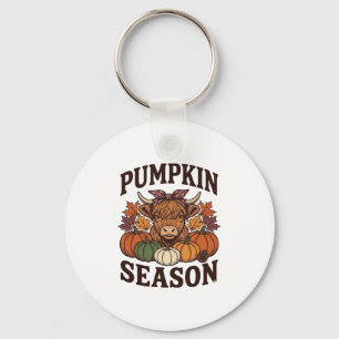 Pumpkin Season Highland Cow Vintage Fall Shirt_1 Key Ring