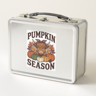 Pumpkin Season Highland Cow Vintage Fall Shirt_1 Metal Lunch Box