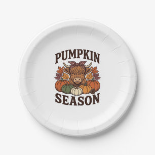 Pumpkin Season Highland Cow Vintage Fall Shirt_1 Paper Plate
