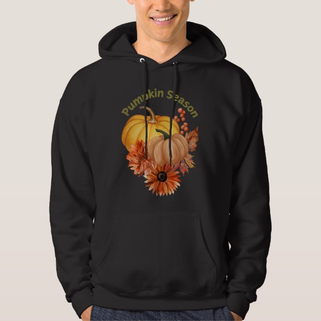 Pumpkin Season Hoodie with Autumn Flowers (Front)