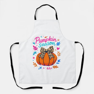 Pumpkin Season Leopard Bow Design – Cute Fall Aest Apron