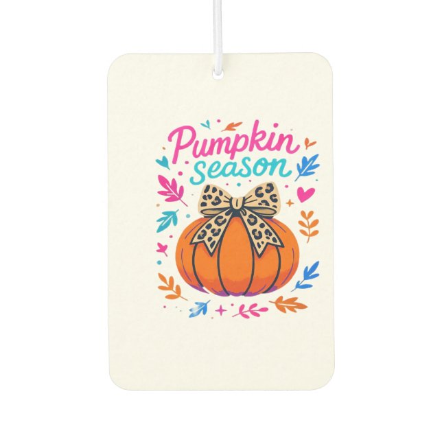 Pumpkin Season Leopard Bow Design � Cute Fall Aest Car Air Freshener (Front)