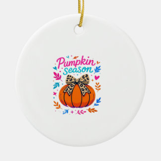Pumpkin Season Leopard Bow Design � Cute Fall Aest Ceramic Tree Decoration
