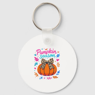Pumpkin Season Leopard Bow Design � Cute Fall Aest Key Ring