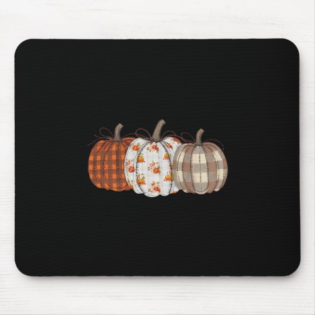 Pumpkin Season Patchwork Thanksgiving Autumn Fall  Mouse Mat (Front)
