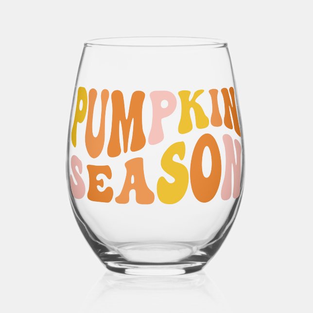 Pumpkin Season Stemless Wine Glass (Front)