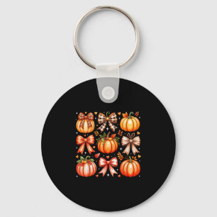 Pumpkin Season Thanksgiving Coquette Bow Autumn Fa Key Ring