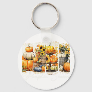 Pumpkin Season Thanksgiving Fall Vibes Autumn Farm Key Ring