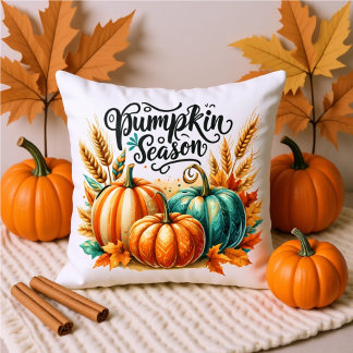 Pumpkin Season Watercolor Lettering – Cosy Autumn  Cushion