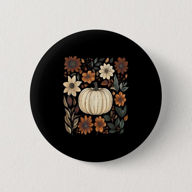 Pumpkin Season Wildflower Thanksgiving Autumn Fall 6 Cm Round Badge (Front)