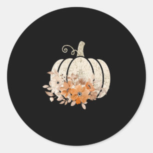Pumpkin Season Wildflower Thanksgiving Autumn Fall Classic Round Sticker