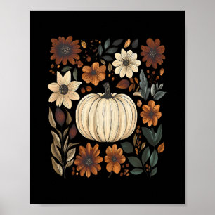 Pumpkin Season Wildflower Thanksgiving Autumn Fall Poster