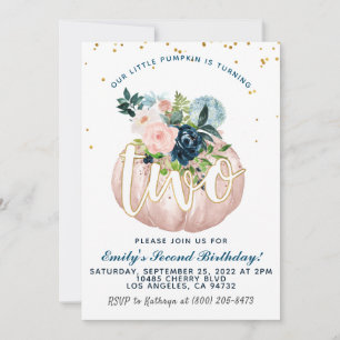 Pumpkin Second Birthday Invitation