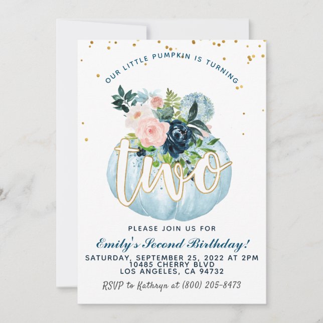 Pumpkin Second Birthday Invitation (Front)