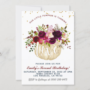 Pumpkin Second Birthday Invitation