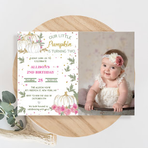 Pumpkin Second Birthday Our Little Pumpkin Invitation