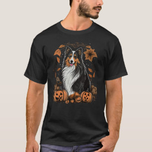 Pumpkin Shetland Sheepdog costume on Sheltie Hallo T-Shirt