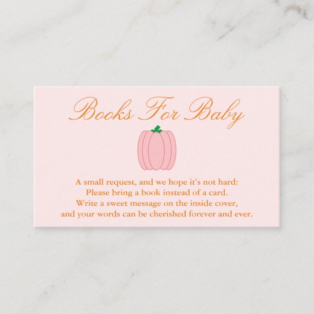 Pumpkin Shower Books For Baby Enclosure Card (Front)
