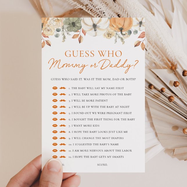 Pumpkin Shower Guess Who Mummy or Daddy Game (Creator Uploaded)