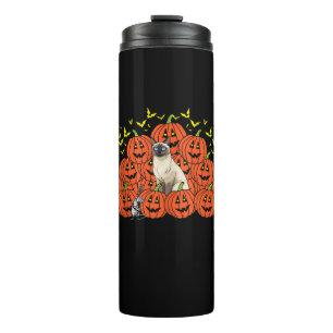 Pumpkin Siamaese Cat Halloween Kitten Jack O Lante Thermal Tumbler