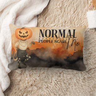 Pumpkin Siamese Cat for Cat Lovers Halloween  Lumbar Cushion