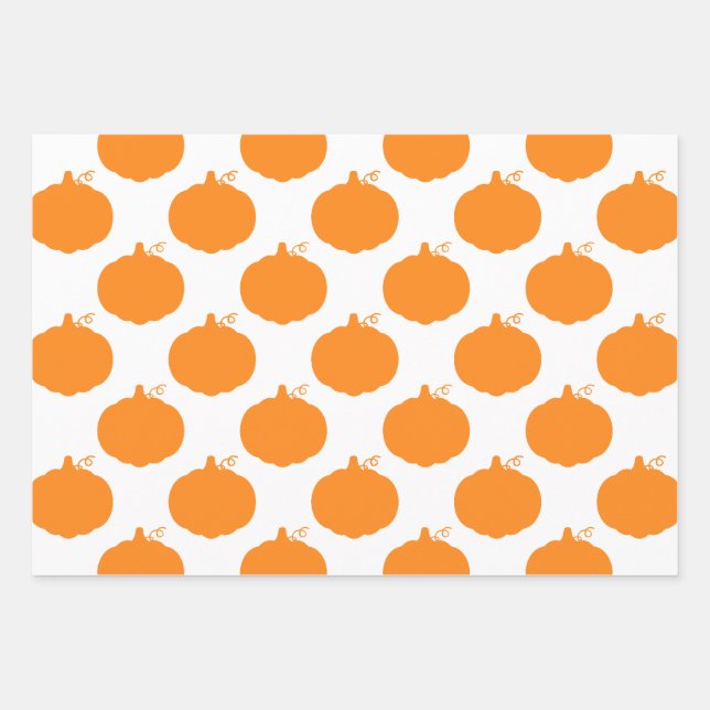 Pumpkin Silhouette Pattern Wrapping Paper Sheet (Front)