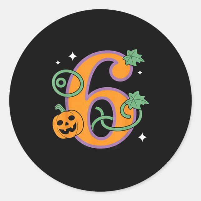 Pumpkin Six Seven 67 Matching 6 Halloween Couple  Classic Round Sticker (Front)
