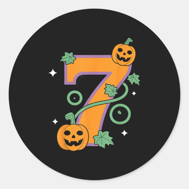 Pumpkin Six Seven 67 Matching 7 Halloween Couple  Classic Round Sticker (Front)