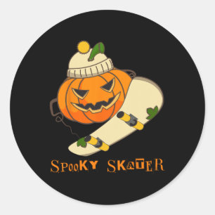 Pumpkin Skateboard Halloween Costume Funny Skatebo Classic Round Sticker