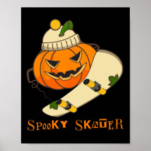 Pumpkin Skateboard Halloween Costume Funny Skatebo Poster
