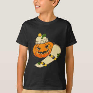 Pumpkin Skateboard Halloween Costume Funny Skatebo T-Shirt