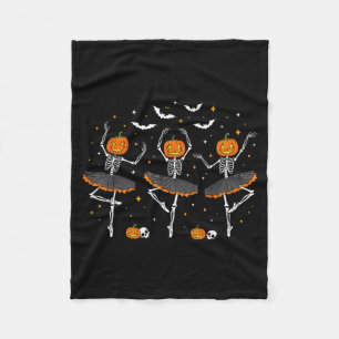 Pumpkin Skeleton Ballerinas Ballet Dance Girls Hal Fleece Blanket