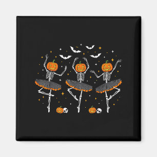Pumpkin Skeleton Ballerinas Ballet Dance Girls Hal Magnet