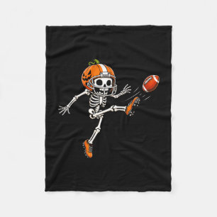 Pumpkin skeleton football halloween costume boys fleece blanket