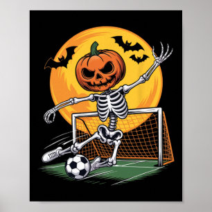 Pumpkin Skeleton Goalie Soccer Halloween Spooky Sp Poster