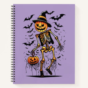 Pumpkin Skeleton Halloween Art Notebook