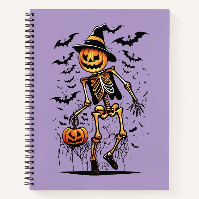Pumpkin Skeleton Halloween Art  Notebook (Front)
