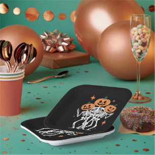 Pumpkin Skeleton Halloween Pumpkin Spooky Season Paper Plate